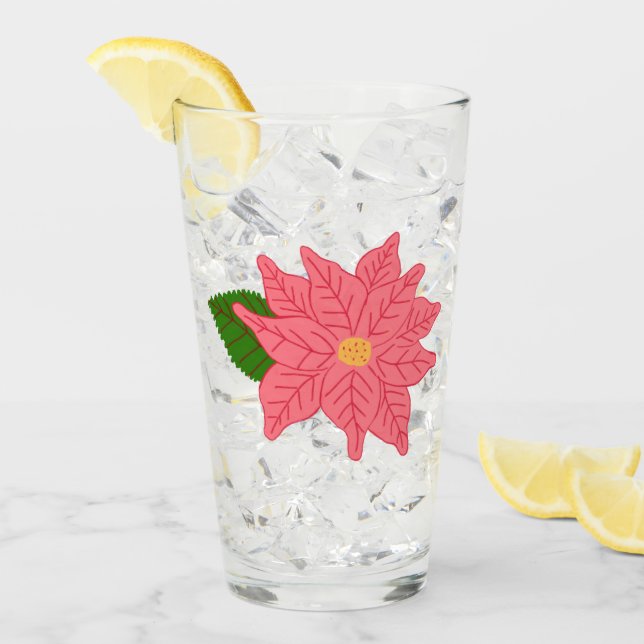 Pink Christmas Poinsettia  Glas (Vorderseite Ice)
