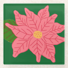 Pink Christmas Poinsettia  Glasuntersetzer