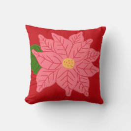 Pink Christmas Poinsettia  Kissen