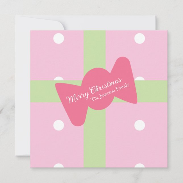 Pink Christmas Present Family  Karte (Vorderseite)