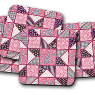 Pink Christmas Quilt   Christmas Cork Untersetzer 