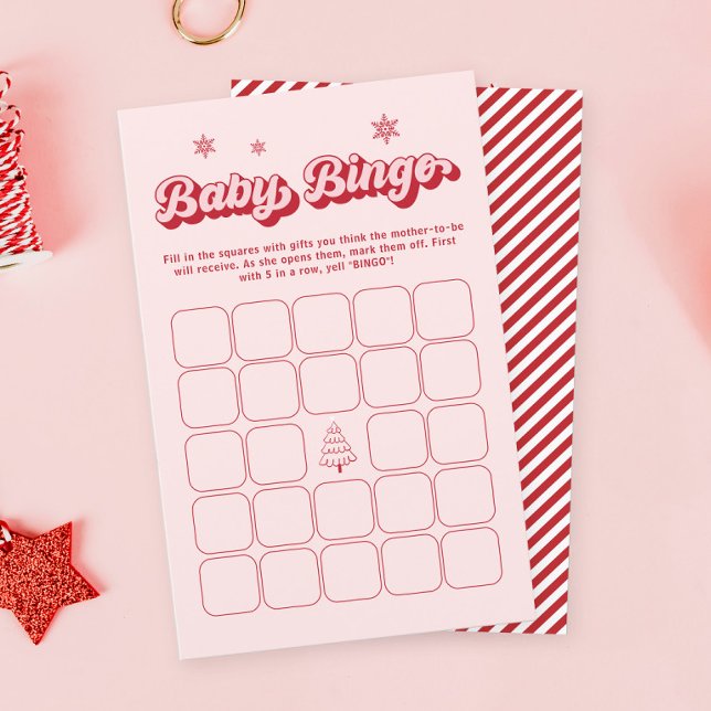 Pink Christmas Santa Baby Baby Dusche Bingo Spiel (Von Creator hochgeladen)
