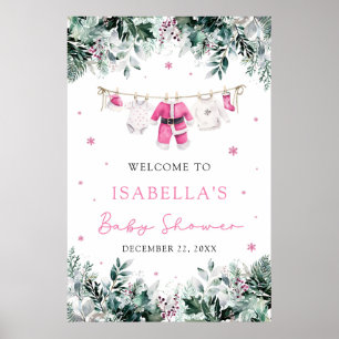 Pink Christmas Santa Baby Babydusche Begrüßungszei Poster