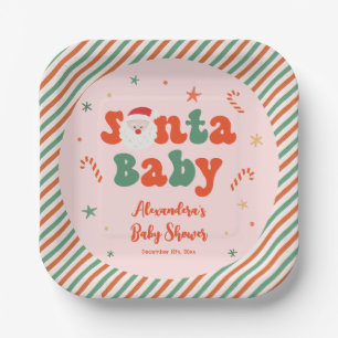 Pink Christmas Santa Baby Dusche Pappteller