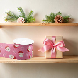 Pink Christmas Santa Satinband