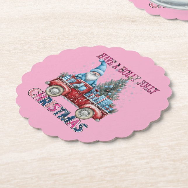 Pink Christmas Santa Truck Untersetzer (angewinkelt)