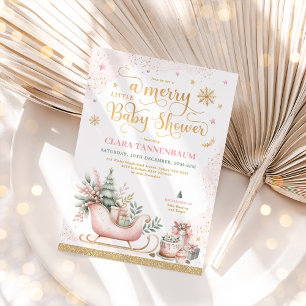 Pink Christmas Sleigh   Eine kleine kleine Babydus Einladung