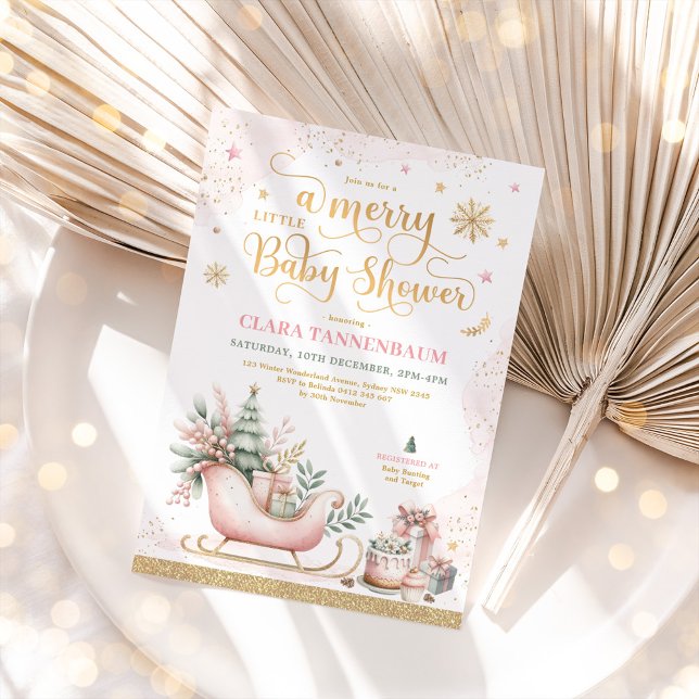 Pink Christmas Sleigh | Eine kleine kleine Babydus Einladung (Von Creator hochgeladen)