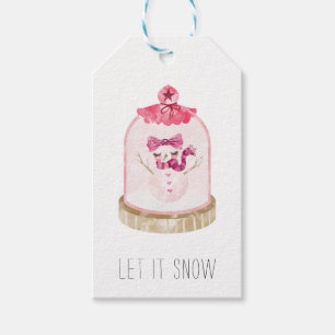 Pink Christmas Snow Globe Geschenk Tag Geschenkanhänger