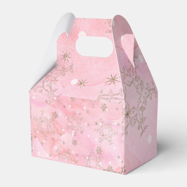 Pink Christmas Snowflakes Boho Pattern Geschenkschachtel (Vorderseite)