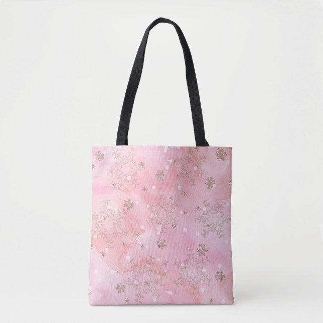 Pink Christmas Snowflakes Boho Pattern Tasche (Vorderseite)