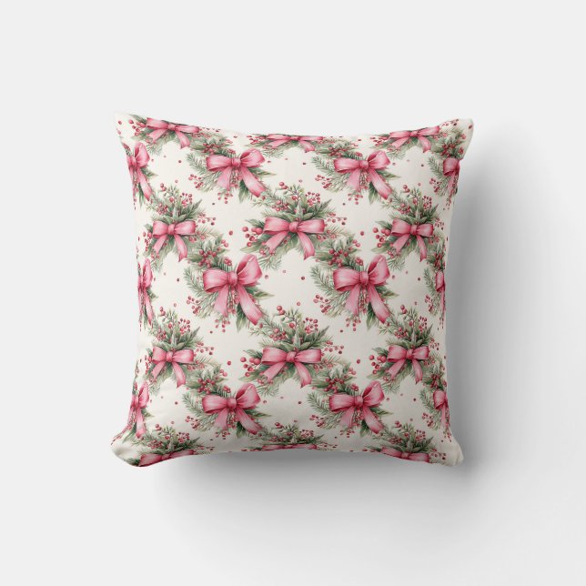Pink Christmas Throw Kissen (Vorderseite)