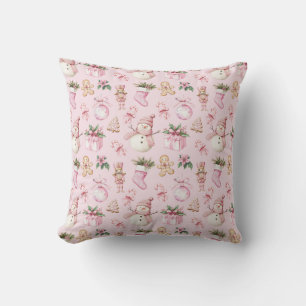 Pink Christmas Throw Kissen