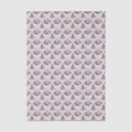 Pink Christmas Tree and Candle Seidenpapier