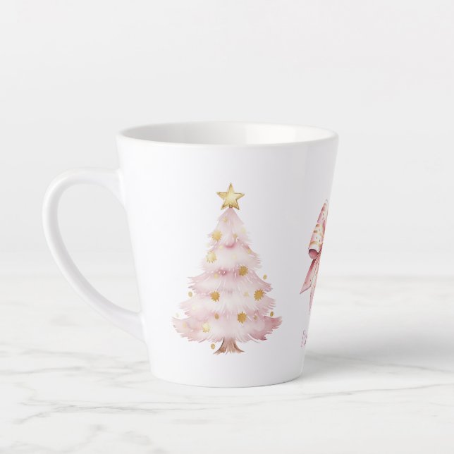 Pink Christmas Tree Bow Milchtasse (Links)