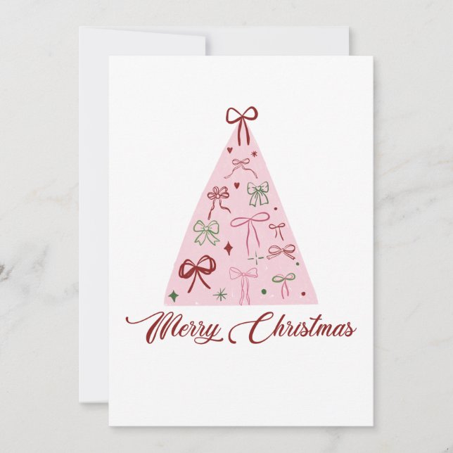 Pink Christmas Tree Card Einladung (Vorderseite)