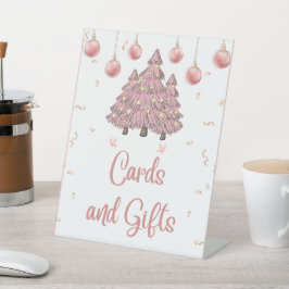 Pink Christmas Tree Kinderduschkarten & Geschenke Sockelschild