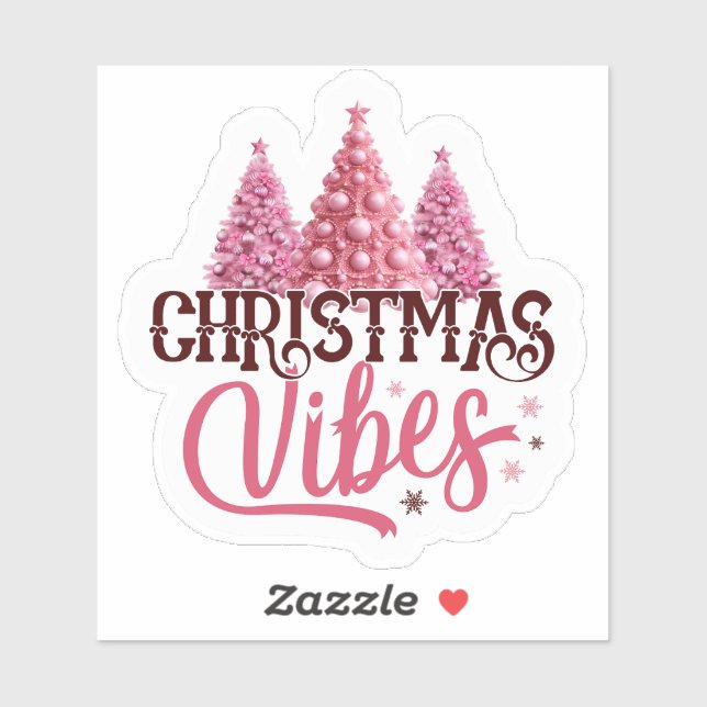 Pink Christmas Tree Sticker (Feuille)
