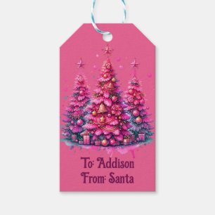 Pink Christmas Tree Trendy Preppy Ästhetik Geschenkanhänger