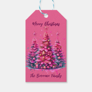 Pink Christmas Tree Trendy Preppy Ästhetik Geschenkanhänger