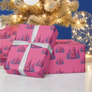 Pink Christmas Tree Trendy Preppy Ästhetik Geschenkpapier