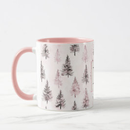 Pink Christmas Trees Monogram Tasse