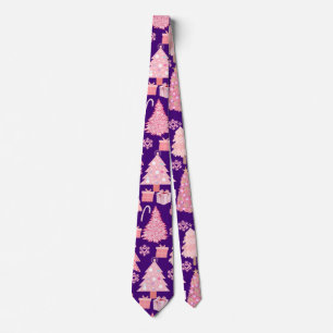 Pink Christmas Trees Muster D Lila BG Krawatte