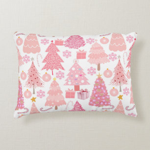 Pink Christmas Trees Muster Dekokissen