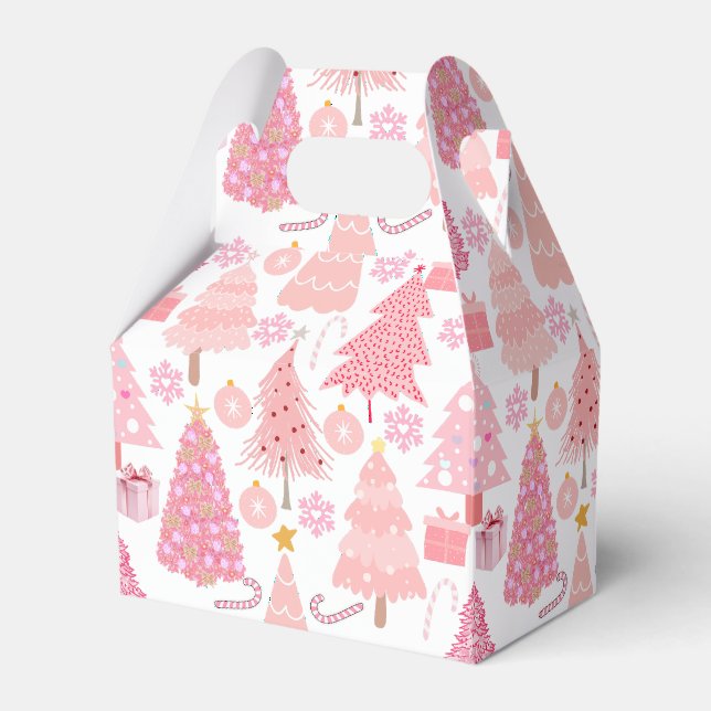 Pink Christmas Trees Muster Geschenkschachtel (Vorderseite)