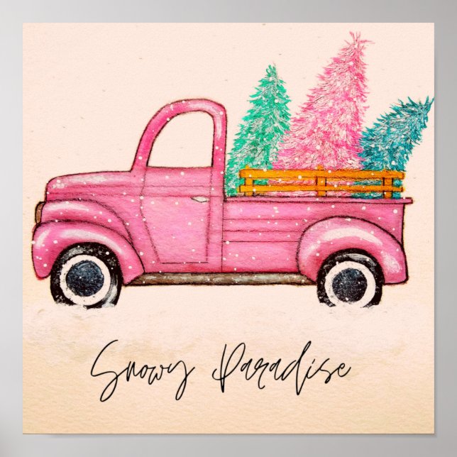 Pink Christmas Truck Poster (Vorne)
