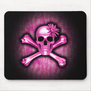 Pink Chrome Skull und Crossbones Mouse Pad Mousepad