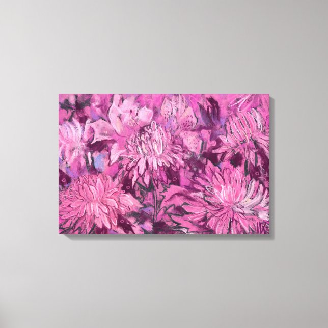 Pink Chrysanthemum Blume Blumenpastellfarbe Leinwanddruck (Vorderseite)