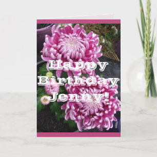 Pink Chrysanthemum fleurs florales Carte d'anniver