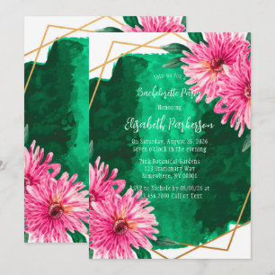 Pink Chrysanthemums Geometrischer Junggeselinnen-A Einladung