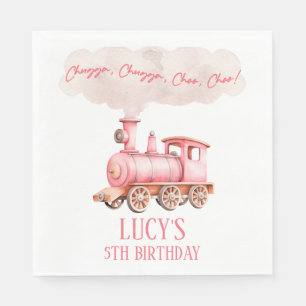 Pink Chugga Choo Choo Vintager Zug Geburtstagspart Serviette