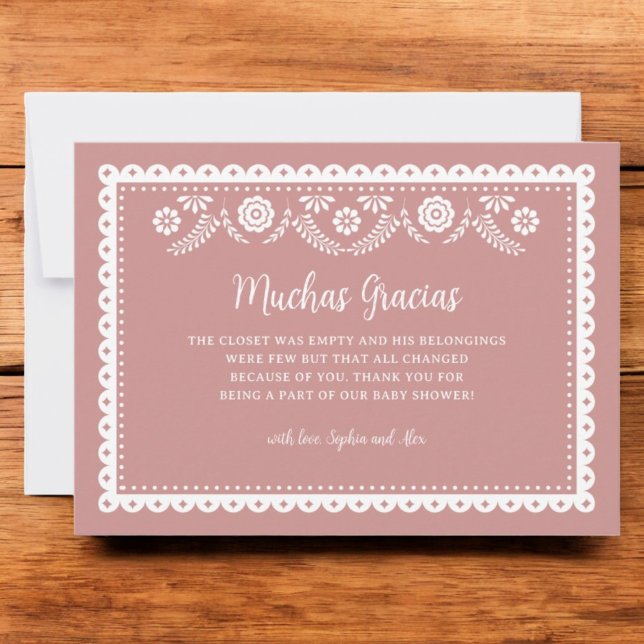Pink Cielito Lindo Baby Shower Muchas Gracias Dankeskarte (Von Creator hochgeladen)