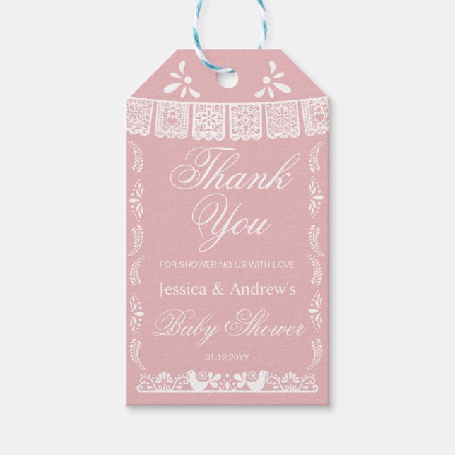 Pink Cielito Lindo Mexican Baby Shower Gift Geschenkanhänger (Vorderseite)