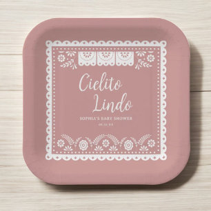Pink Cielito Lindo Talavera Mexican Baby Shower Pappteller