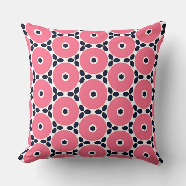 Pink Circles Pattern Drehkissen Kissen (Vorderseite)