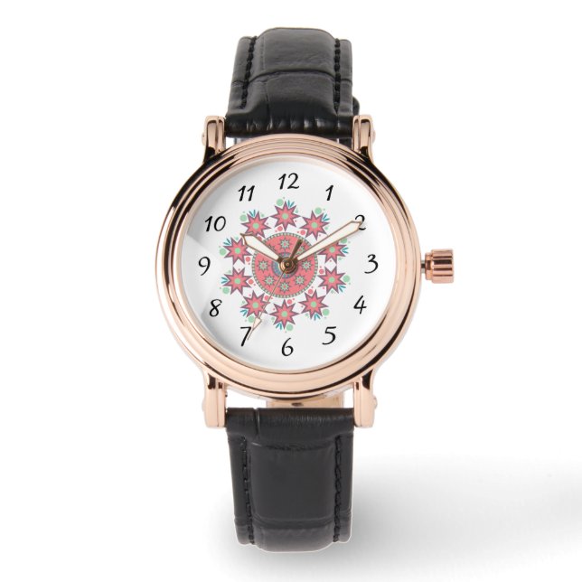 Pink Circular Design eWatch FrauenSquare Watch Armbanduhr (Vorderseite)