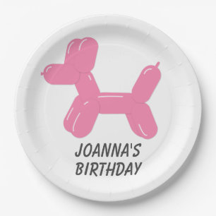 Pink Circus Balloon Animal Shaping Dog Pappteller