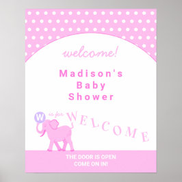 Pink Circus Niedlich Elephant Baby Dusche Empfang Poster