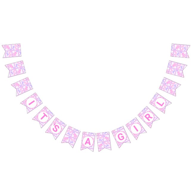 Pink Circus Niedlich Pattern Baby Girl Babydusche Wimpelkette (Alle)