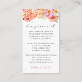 Pink Citrus Honeymoon Wish Fund Enclosure Card Begleitkarte