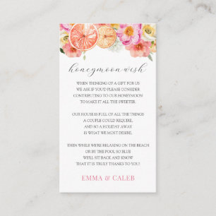 Pink Citrus Honeymoon Wish Fund Enclosure Card Begleitkarte