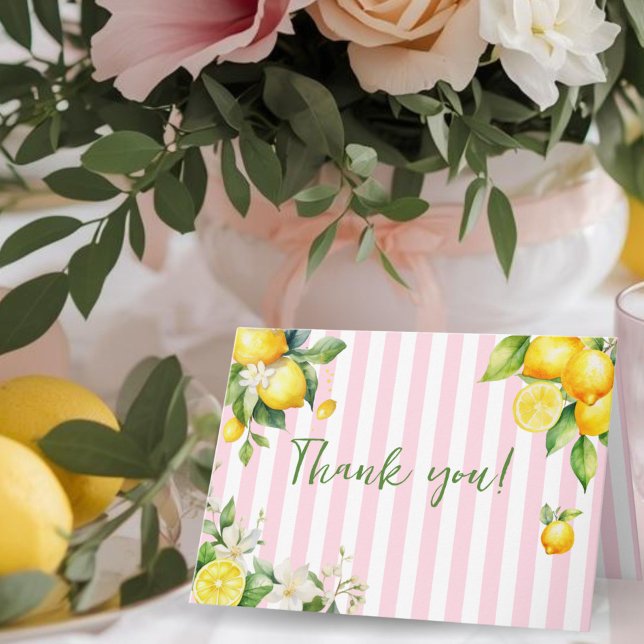 Pink Citrus Lemons Kinderdusche Danke Karte (Pink Citrus Lemon Baby Shower Thank you card)