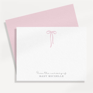 PINK clair Bow de la pépinière de, carte de remerc