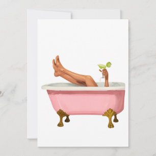 Pink Clawfoot Badewanne Kunst Druck – Glam Selbst  Einladung