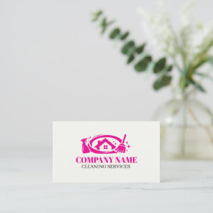 Pink Cleaning Service Haus Professionelle Reinigun Visitenkarte