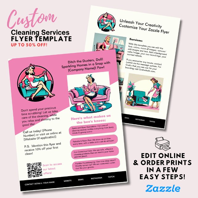 ⭐️ Pink Clearing Business Flyer Vorlage Retro 50er (Von Creator hochgeladen)